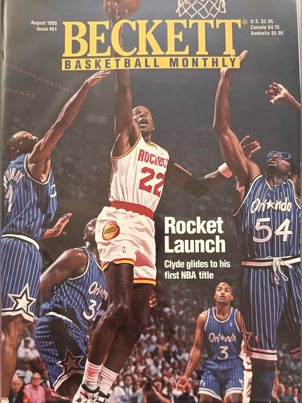 Beckett Basketball Monthly #61 August 1995 Clyde Drexler Cover